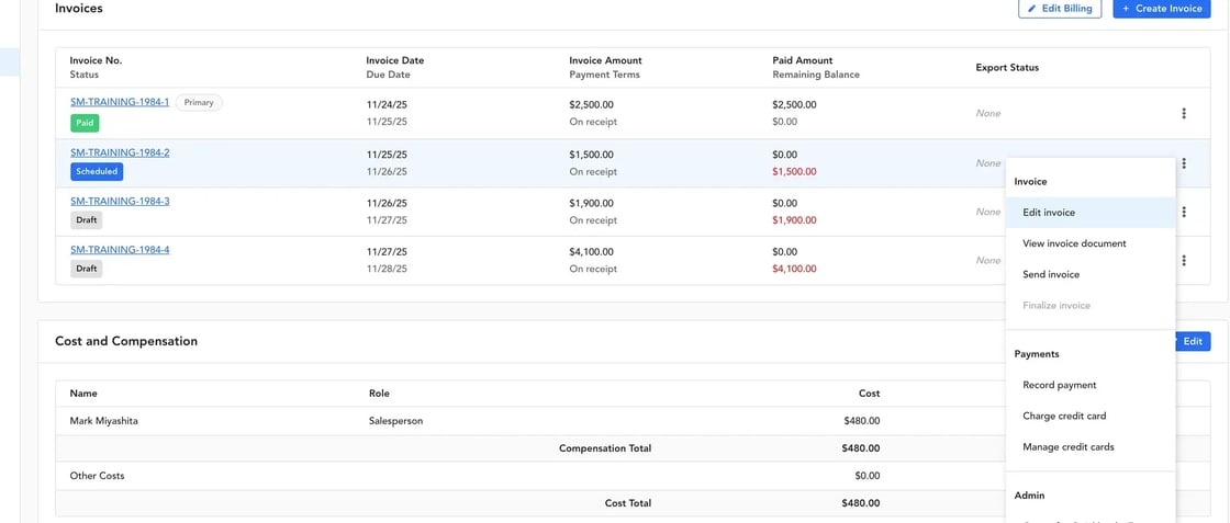 Edit, Send, and Finalize Multiple Invoices